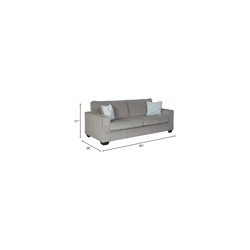 BOWERY HILL Modern Queen Sleeper Sofa, Alloy Polyester Upholstery, Memory Foam Mattress, 85" W x 37" H x 38" D, Decorative Pillows Included, Faux Wood Finish, Comfortable Contemporary Living Room