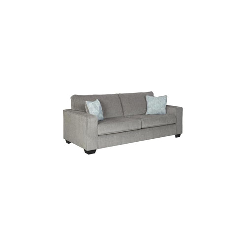BOWERY HILL Modern Queen Sleeper Sofa, Alloy Polyester Upholstery, Memory Foam Mattress, 85" W x 37" H x 38" D, Decorative Pillows Included, Faux Wood Finish, Comfortable Contemporary Living Room