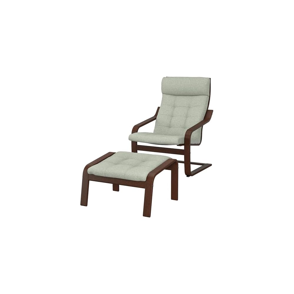 ProTuning POÄNG Armchair and footstool, brown/Gunnared light green