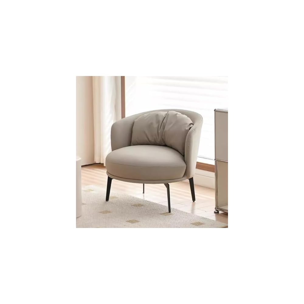 Nordic Padded Cushion Accent Chair for Living Room,Mid Century Armchair with Arc Back,Lounge Reading Chairs Soft Pillow,Single Sofa Chair for Balcony(Light Grey)