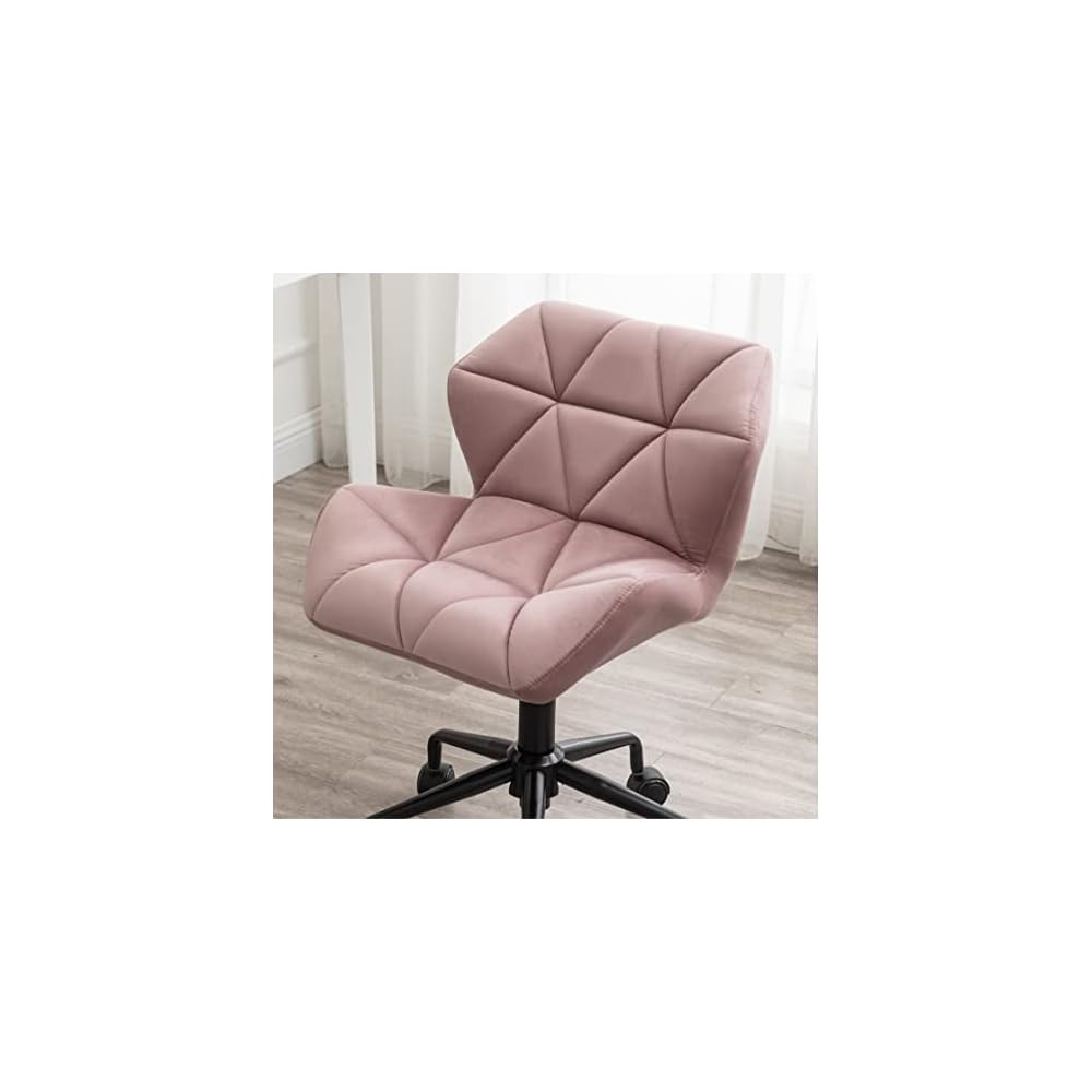 Modern Velvet Office Chair, Quilted Swivel Task Chair with Wheels, Eldon Diamond Tufted Adjustable Office Chair, Adjustable Swivel, Mauve