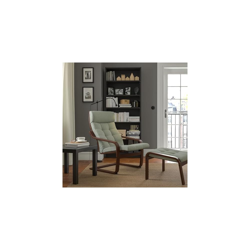 ProTuning POÄNG Armchair and footstool, brown/Gunnared light green