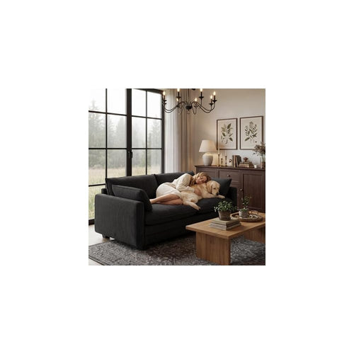 Gizoon 70” Small Cloud Loveseat Couches for Living Room, 2 Seater Love Seat Sofa with Comfy Deep Seat, Small Washable Couches with Removable Corduroy Cover for Apartment, Black