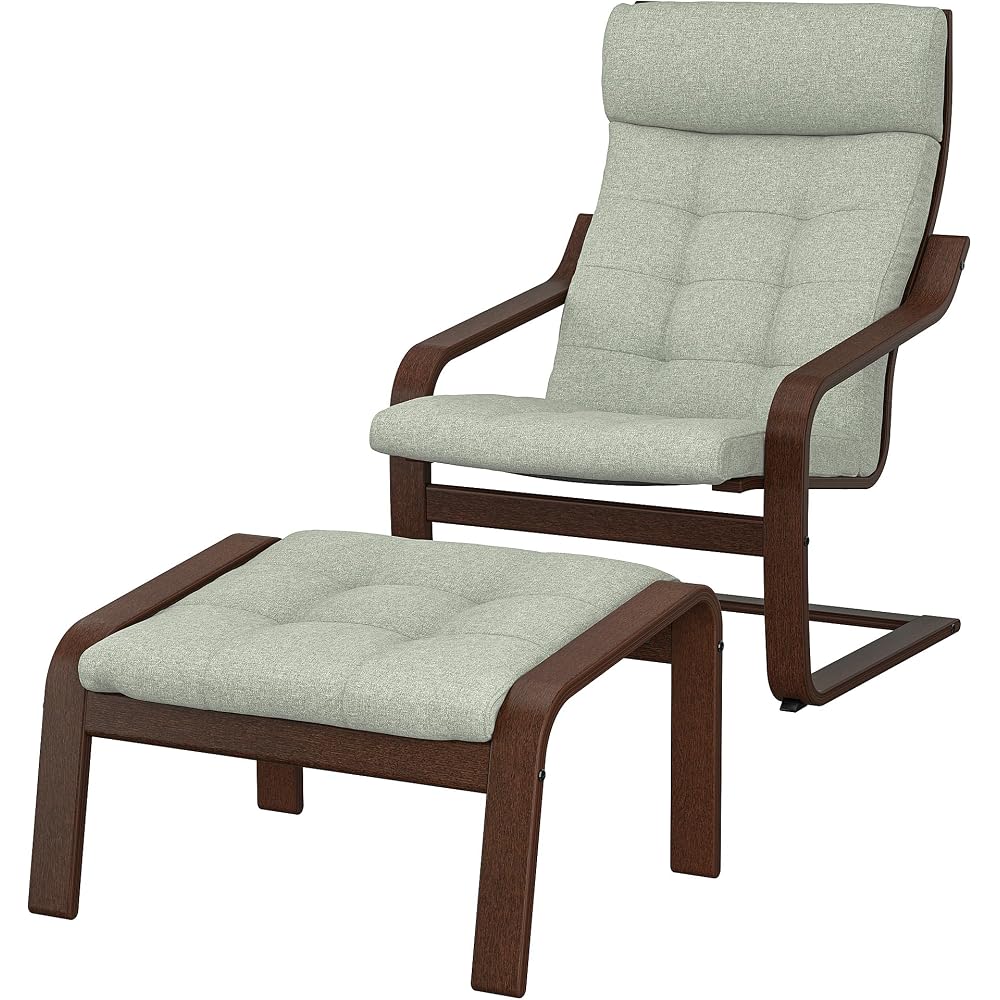 ProTuning POÄNG Armchair and footstool, brown/Gunnared light green
